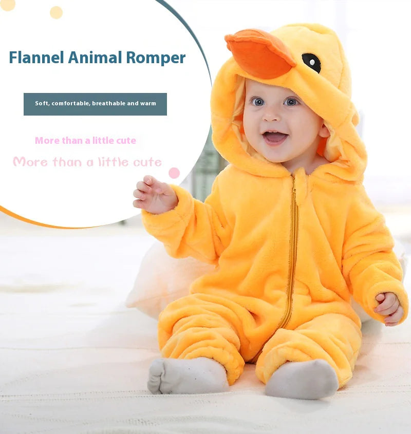 Buy 2, Get 1 free Baby Flannel Animal Jumpsuit Romper
