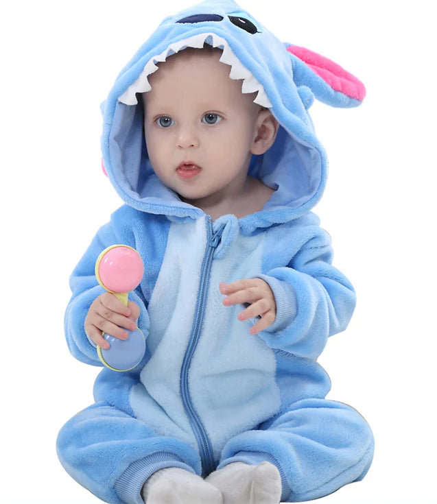 Buy 2, Get 1 free Baby Flannel Animal Jumpsuit Romper