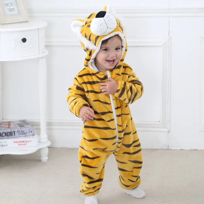 Buy 2, Get 1 free Baby Flannel Animal Jumpsuit Romper