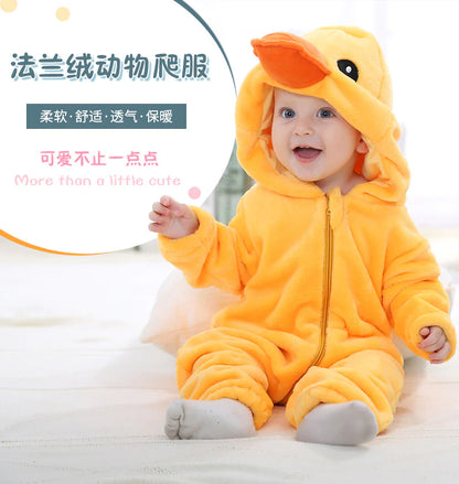 Buy 2, Get 1 free Baby Flannel Animal Jumpsuit Romper