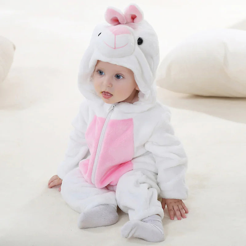 Buy 2, Get 1 free Baby Flannel Animal Jumpsuit Romper