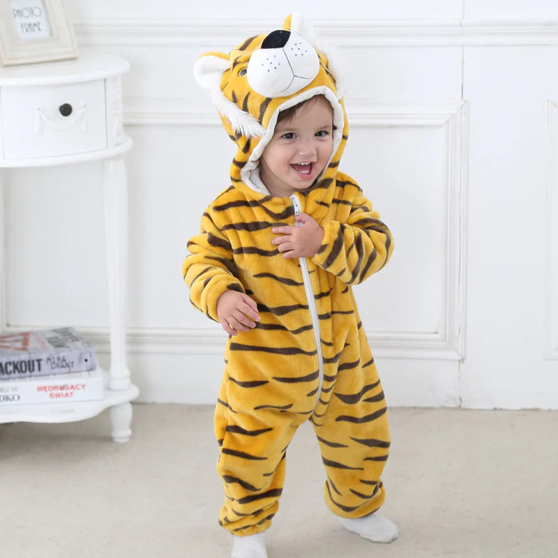 Buy 2, Get 1 free Baby Flannel Animal Jumpsuit Romper