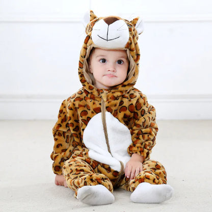 Buy 2, Get 1 free Baby Flannel Animal Jumpsuit Romper