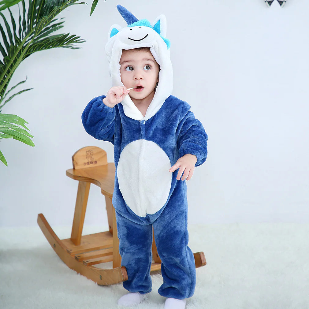 Buy 2, Get 1 free Baby Flannel Animal Jumpsuit Romper